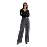Madmext Antrasit Yüksek Bel Pileli Kemerli Geniş Paça Kadın Pantolon Mg2615,Antrasit XL