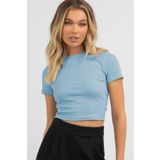 Madmext Bebe Mavisi Basic Crop Kadın Tişört Mg1772