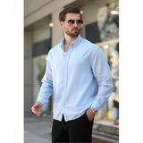 Madmext Bebe Mavisi Uzun Kollu Oversize Erkek Gömlek 6735,Bebe Mavisi M