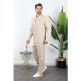 Madmext Bej %100 Pamuklu Düğmeli Yaka Erkek Pijama Takımı E7333