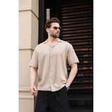 Madmext Bej %100 Pamuklu Rahat Kesim Erkek Gömlek E6773 - 2XL
