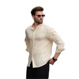 Madmext Bej Basic%100 Pamuklu Uzun Kollu Erkek Gömlek E6761,Bej XL