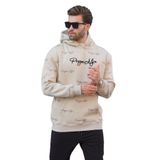 Madmext Bej Baskılı Kapşonlu Cep Detaylı Erkek Sweatshirt 7075,Bej L