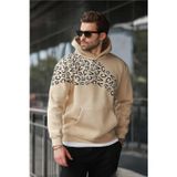 Madmext Bej Baskılı Kapüşonlu Erkek Sweatshirt E7160
