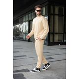 Madmext Bej Bisiklet Yaka Basic Erkek Eşofman Takımı E7323