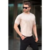 Madmext Bej Bisiklet Yaka Basic Erkek Tişört 6883