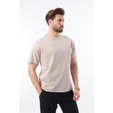 Madmext Bej Bisiklet Yaka Basic Erkek Tişört E7105