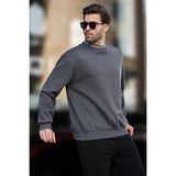 Madmext Bej Bisiklet Yaka Şardonlu Erkek Sweatshirt 7047