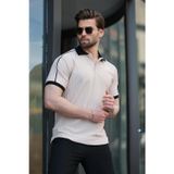 Madmext Bej Desenli Polo Yaka Triko Erkek Tişört E7155