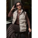 Madmext Bej Dik Yaka Astarlı Kadın Şişme Yelek MG2592