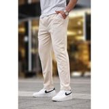 Madmext Bej Düz Paça Pantolon Erkekler İçin Günlük Kullanıma Uygun 60% Polyester 40% Pamuk - XL