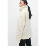 Madmext Bej Kadın Peluş Mont MG2556 Çift Fermuarlı Kolsuz Günlük Stil Kalın Model