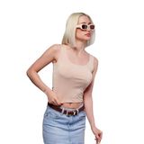 Madmext Bej Kalın Askılı Kadın Bluz Mg1998,Bej XL