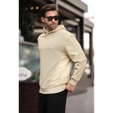 Madmext Bej Kapüşonlu Cep Detaylı Nakışlı Erkek Sweatshirt 7050