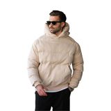 Madmext Bej Kapüşonlu Erkek Şişme Mont 7235,Bej XL