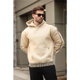 Madmext Bej Kapüşonlu Kanguru Cep Erkek Sweatshirt E7163
