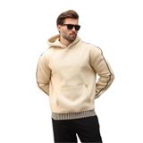 Madmext Bej Kapüşonlu Kanguru Cep Erkek Sweatshirt E7163,Bej L