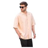 Madmext Bej Kısa Kollu Oversize Erkek Gömlek 6737,Bej S