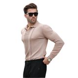 Madmext Bej Polo Yaka Çizgili Erkek Triko Kazak 7265,Bej S