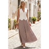 Madmext Bej Puantiyeli Maxi Kadın Saten Etek MG2725