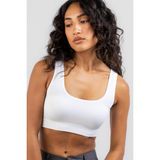 Madmext Beyaz Askılı Basic Crop Top Bluz MG1757