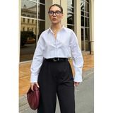 Madmext Beyaz Basic Kadın Gömlek Mg2355,Beyaz L