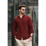 Madmext Beyaz Basic Pamuklu Uzun Kollu Erkek Gömlek E6761 - Bordo - 2XL