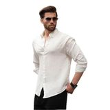 Madmext Beyaz Basic%100 Pamuklu Uzun Kollu Erkek Gömlek E6761,Beyaz 2XL