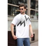 Madmext Beyaz Baskılı%100 Pamuk Erkek T-Shirt E7111,Beyaz 2XL