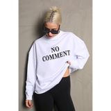 Madmext Beyaz Bisiklet Yaka Baskılı Oversize Kadın Sweatshirt Mg1902,Beyaz S