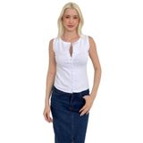 Madmext Beyaz Bisiklet Yaka Düğmeli Kadın Bluz Mg2638,Beyaz M