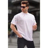 Madmext Beyaz Desenli Overfit Erkek Tişört 6122 - XL