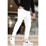 Madmext Beyaz Erkek Basic Cepli Paçası Lastikli Eşofman Altı 6547,Beyaz 2XL