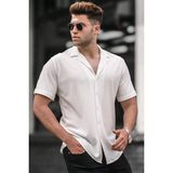 Madmext Beyaz Erkek Gömlek Slim Fit Düz Desenli %65 Pamuk %35 Polyester