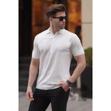 Madmext Beyaz Erkek Polo Yaka Düz Tişört 6878 - 2XL