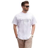 Madmext Beyaz Oversize Bisiklet Yaka Baskılı Erkek Tişört 7018,Beyaz L