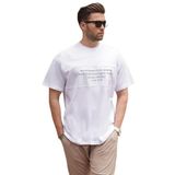 Madmext Beyaz Oversize Bisiklet Yaka Baskılı Erkek Tişört 7018,Beyaz M