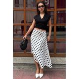 Madmext Beyaz Puantiyeli Asimetrik Kadın Etek MG2785 - XL
