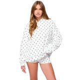 Madmext Beyaz Puantiyeli Kapüşonlu Kadın Sweatshirt Mg2560,Beyaz M