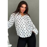 Madmext Beyaz Puantiyeli Saten Kadın Gömlek MG2869 - XL