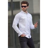 Madmext Beyaz Rahat Kalıp Gabardin Erkek Gömlek 6810 - S