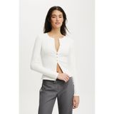 Madmext Beyaz Slim Fit Düğmeli Kadın Hırka MG2580