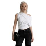 Madmext Beyaz Tek Omuz Modern Kesim Şık Kadın Bluz Mg2669,Beyaz S
