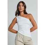 Madmext Beyaz Tek Omuzlu Basic Kadın Body MG2498