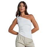 Madmext Beyaz Tek Omuzlu Basic Kadın Body Mg2498,Beyaz S