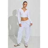Madmext Beyaz Uzun Kollu Düğmeli Kaşkorse Crop Hırka MG2193