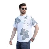 Madmext Beyaz%100 Pamuklu Desenli Erkek Tişört E7142,Beyaz 2XL