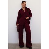 Madmext Bordo Basic Kadın Gömlek Pantolon Takım Mg2461