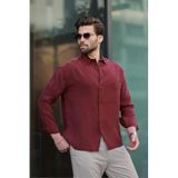 Madmext Bordo Basic Uzun Kollu Erkek Gömlek E6762,Bordo M