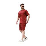 Madmext Bordo Baskılı%100 Pamuklu Erkek Şort Tişört Takım E7312,Bordo 2XL
